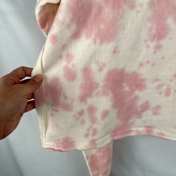 30 A Recycled Plastic Pink White Tye Dye Cropped Sweatshirt 3XL - Picture 5 of 12